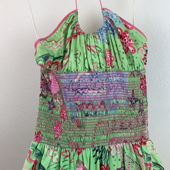 RARE Nilla Shields shirred high waist halter dress - Picture 3 of 11